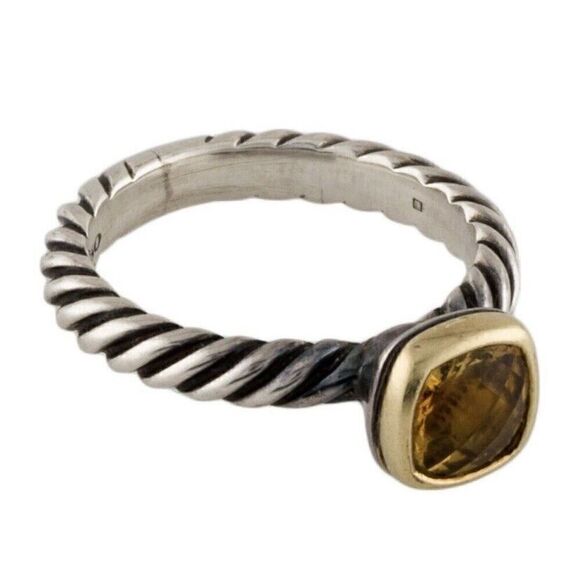 EUC Authentic David Yurman Nobelesse Citrine 18kt Gold & 925 SilveRing Size 4.75 - Picture 8 of 12
